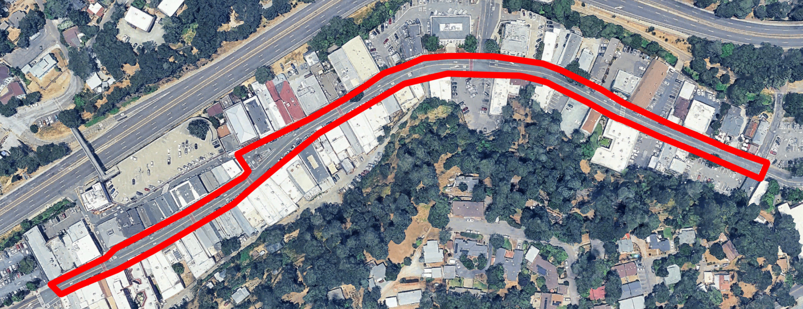 Walk a Mile in Her Shoes route map along Historic Main Street in Placerville
